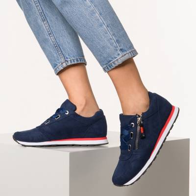 Suede Running Sneaker mit Insel-Zip 2