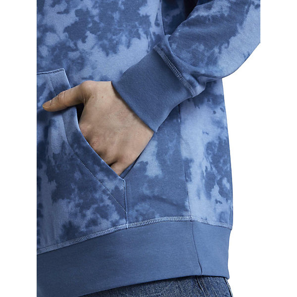 Bekleidung Sweatshirts TOM TAILOR Denim Strick & Sweatshirts Hoodie im Batik-Look Sweatshirts blau