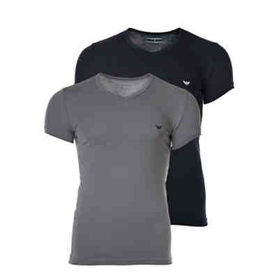Herren T-Shirt 2er Pack - V-Neck, V-Ausschnitt, Halbarm, unifarben T-Shirts