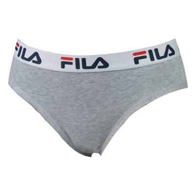 FILA Damen Slip Regular Waist Brief mit breitem Logo-Bund Baumwolle einfarbig Slips grau