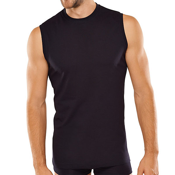 Bekleidung Unterhemden SCHIESSER Herren Muscle Shirt 2er Pack - Rundhals Singlet ärmellos Doppelpack Unterhemden schwarz