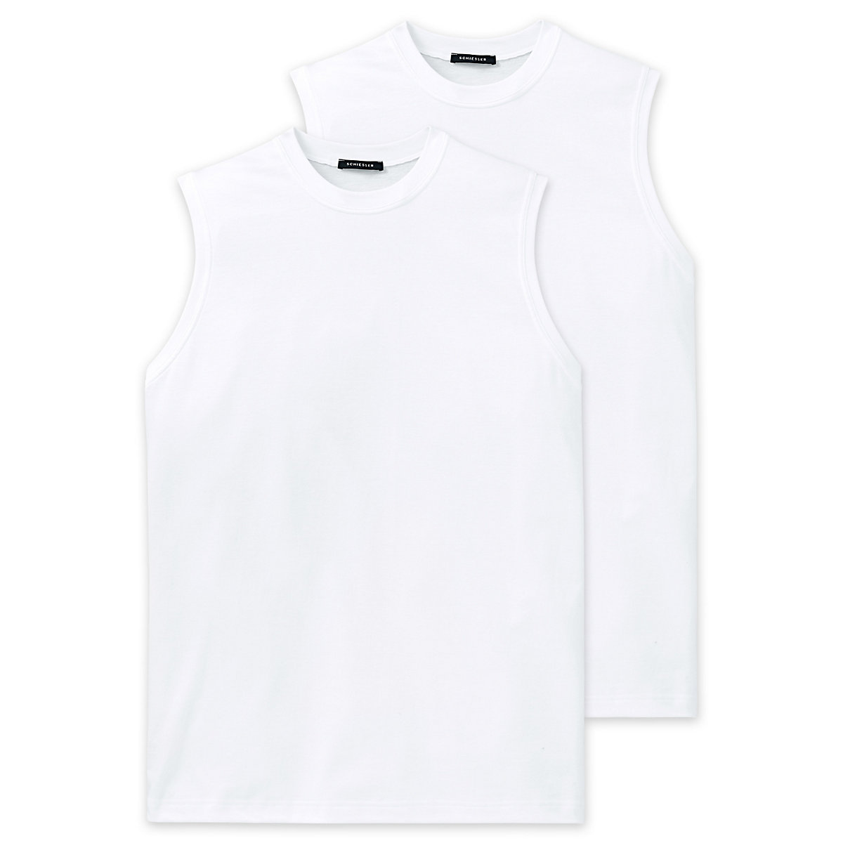 SCHIESSER Herren Muscle Shirt 2er Pack Rundhals Singlet ärmellos Doppelpack Unterhemden weiß SCHIESSER Herren Muscle Shirt 2er Pack Rundhals Singlet ärmellos Doppelpack Unterhemden weiß