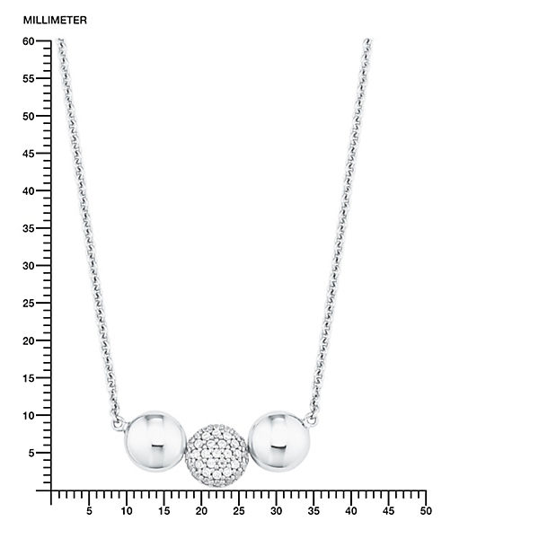 Accessoires Halsketten s.Oliver Kette mit Anhänger für Damen Sterling Silber 925 Zirkonia (synth.) Kugel Halsketten silber