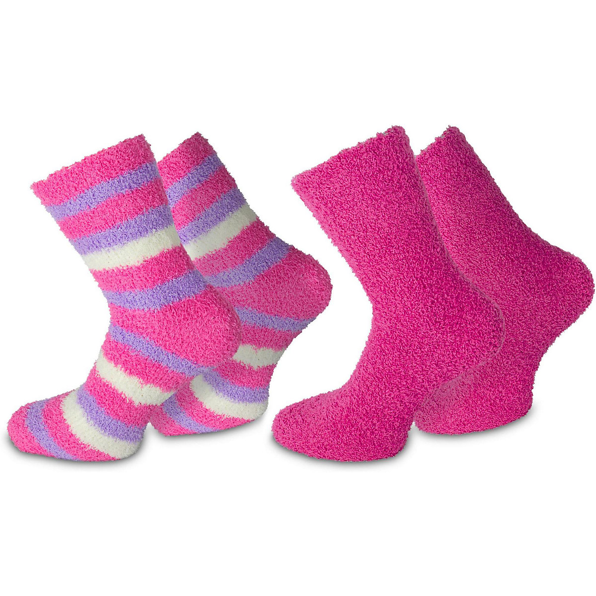normani® 2 Paar Kuschel-Socken Ringel Kuschelsocken pink