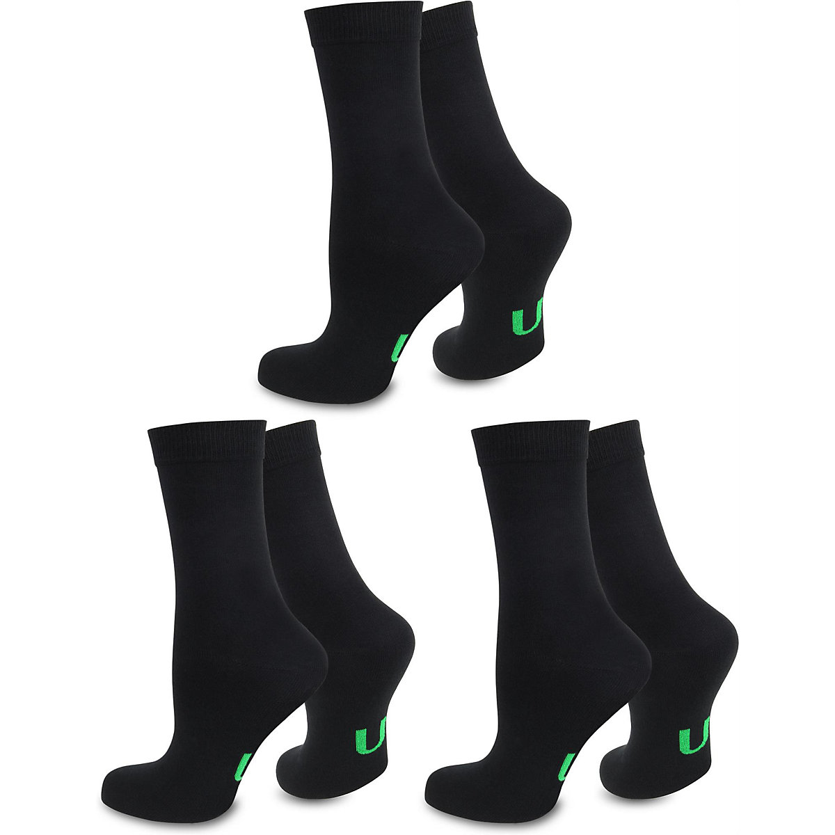 normani® 6 Paar Berufs- und Freizeitsocken Prudent Socks Socken schwarz/grün