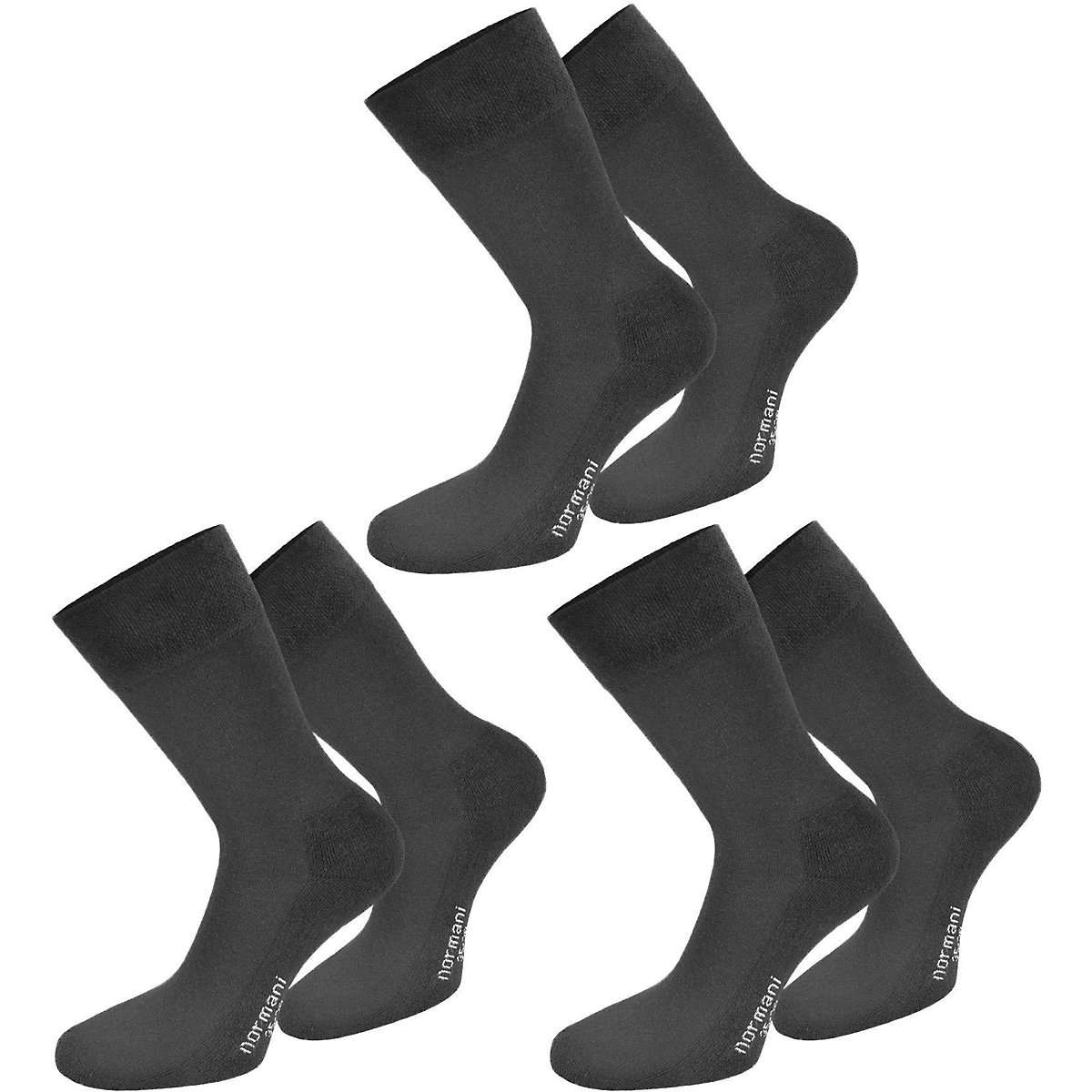 normani® 6 Paar Komfortsocken mit Softrand Socken anthrazit