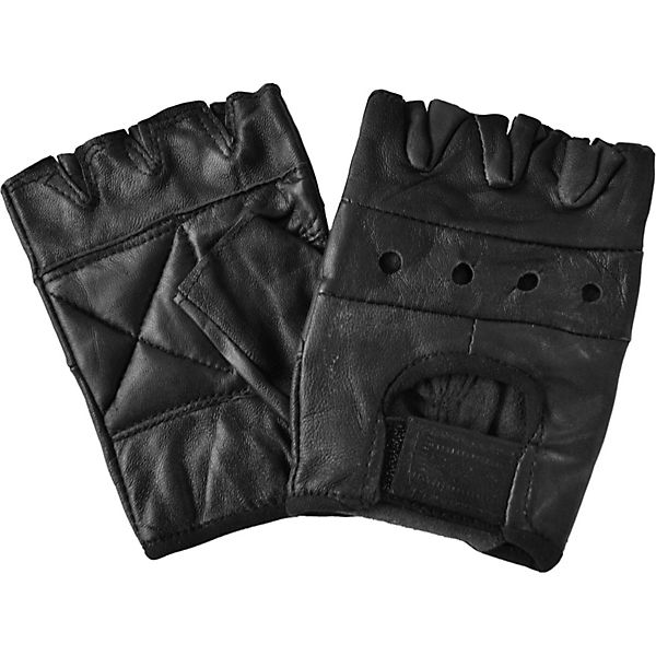 Accessoires Fahrradhandschuhe normani® Lederhandschuhe fingerlos Fahrradhandschuhe schwarz