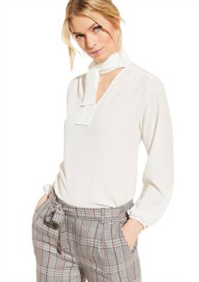 Kreppbluse mit Schluppe Langarmblusen