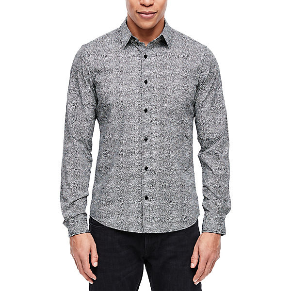 Bekleidung Langarmhemden s.Oliver Slim: Hemd mit Allovermuster Langarmhemden grau