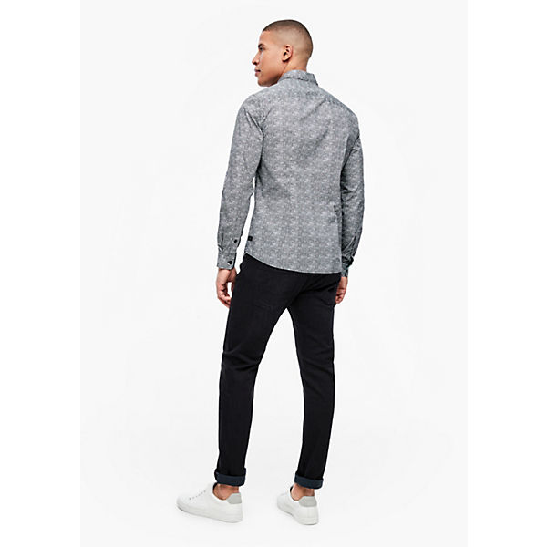 Bekleidung Langarmhemden s.Oliver Slim: Hemd mit Allovermuster Langarmhemden grau Bekleidung Langarmhemden s.Oliver Slim: Hemd mit Allovermuster Langarmhemden grau