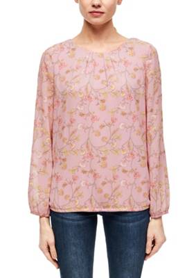 s.Oliver BLACK LABEL Blusenshirt aus Chiffon Langarmblusen pink