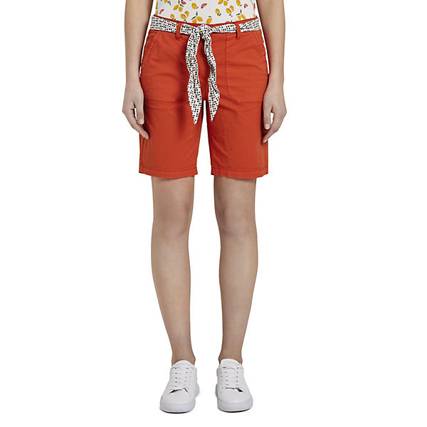 Bekleidung Shorts TOM TAILOR Hosen & Chino Chino Relaxed Bermuda-Shorts mit Bindegürtel Shorts orange