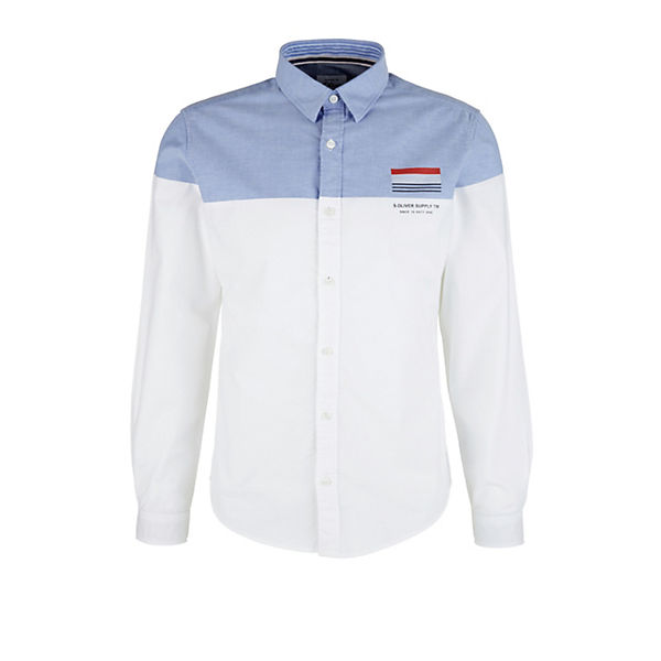 Bekleidung Langarmhemden s.Oliver Hemd in Colour Blocking-Optik Langarmhemden weiß