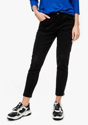 s.Oliver, Slim Fit Super skinny ankle legHose Stoffhosen, schwarz