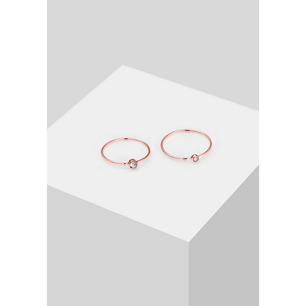 Accessoires Ringe Elli Elli Ring Set Basic Trend Kristalle 925 Silber Ringe rosegold