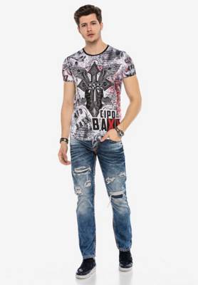 CIPO & BAXX® Cipo & Baxx T-Shirt weiß-kombi
