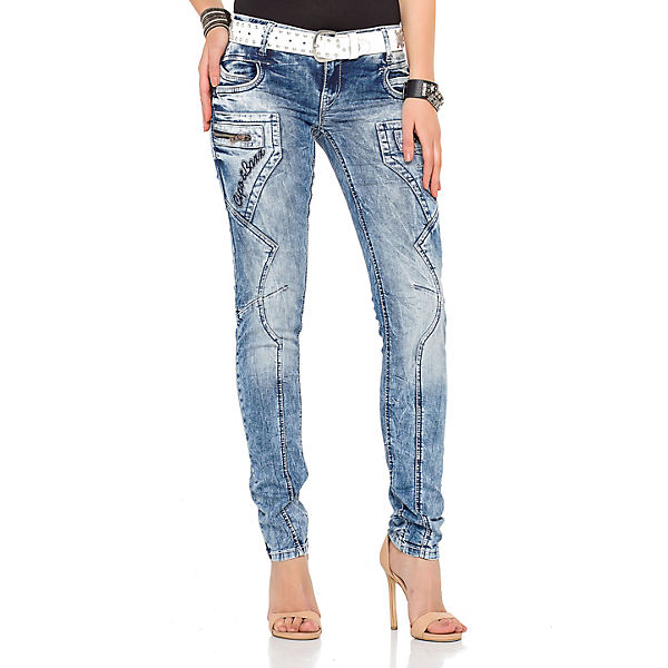 Bekleidung Straight Jeans CIPO & BAXX® Cipo & Baxx Jeanshose blau/weiß Bekleidung Straight Jeans CIPO & BAXX® Cipo & Baxx Jeanshose blau/weiß
