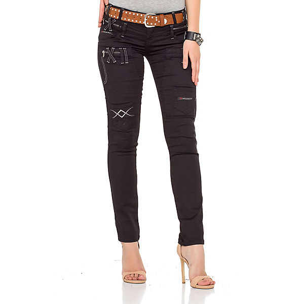 Bekleidung Straight Jeans CIPO & BAXX® Cipo & Baxx Skinny Jeans schwarz/braun
