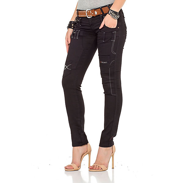Bekleidung Straight Jeans CIPO & BAXX® Cipo & Baxx Skinny Jeans schwarz/braun