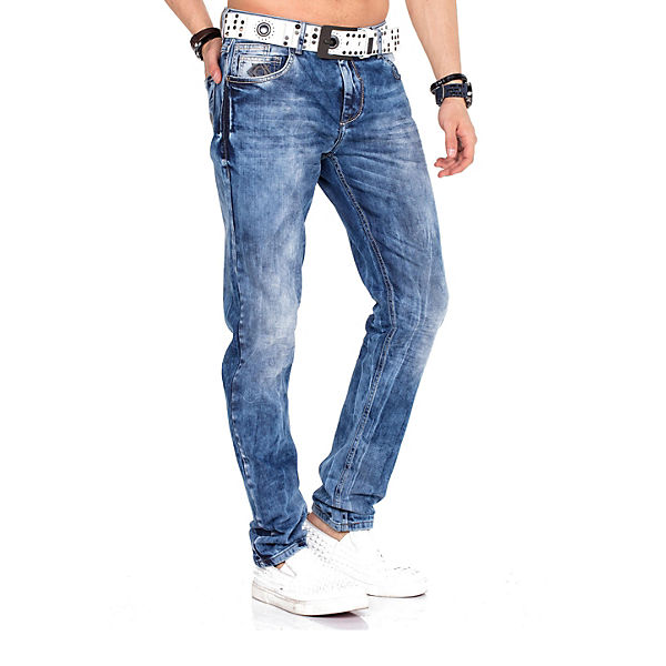 Bekleidung Straight Jeans CIPO & BAXX® Cipo & Baxx Jeanshose blau/weiß