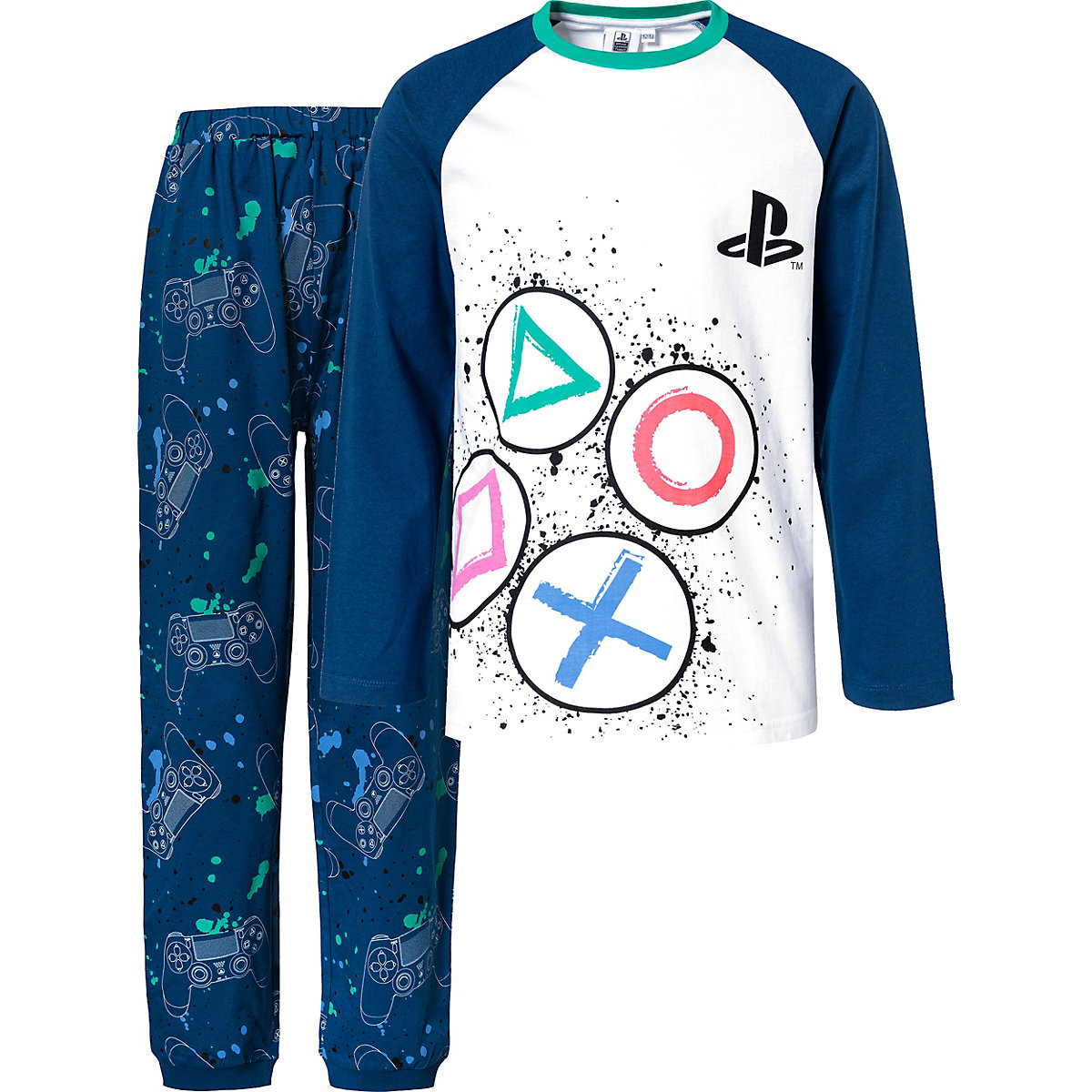 PlayStation Playstation Schlafanzug für Jungen blau/weiß