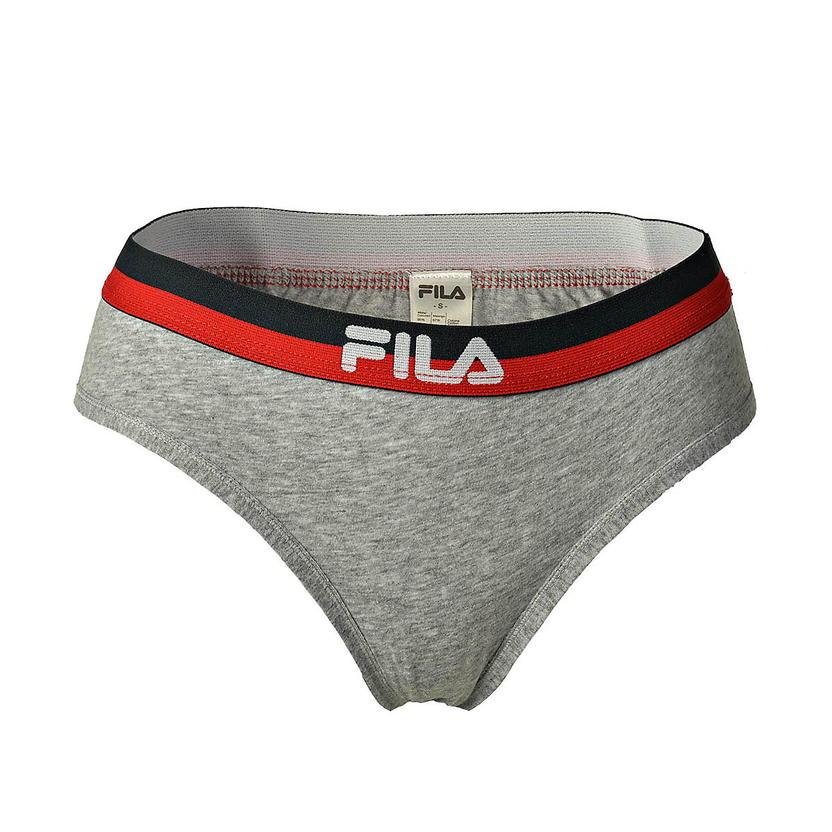 FILA Damen Slip Regular Waist Panties Logo-Bund Cotton Stretch uni XS-XL Slips grau
