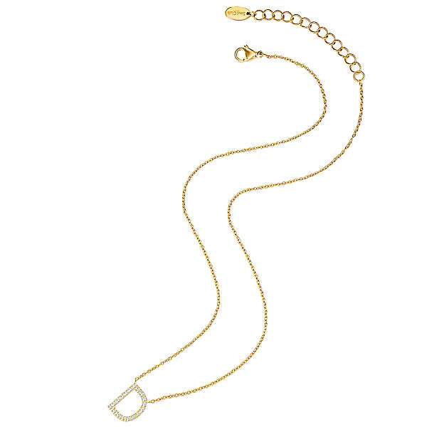 Accessoires Halsketten Soul Club Kette mit Anhänger Edelstahl gelbgold Zirkonia weiß Halsketten gold