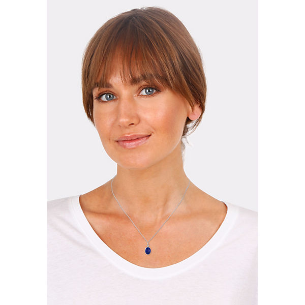 Accessoires Halsketten Elli Elli Halskette Lapis Lazuli Edelstein Anhänger Oval 925 Silber Halsketten silber