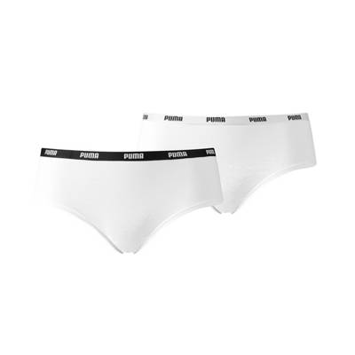 PUMA Damen Hipster 2er Pack Mikrofaser einfarbig Panties weiß
