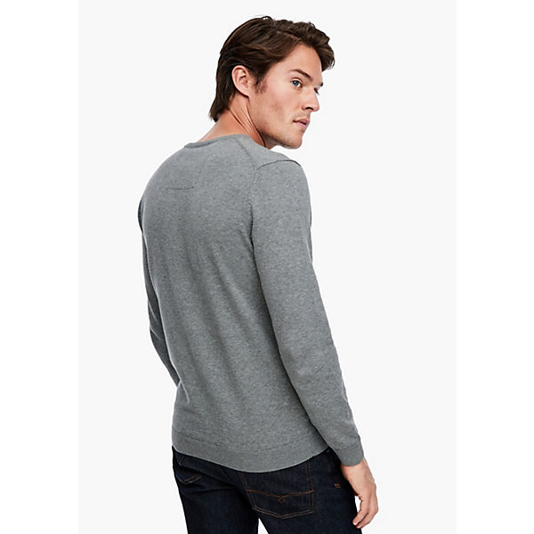 Bekleidung Pullover s.Oliver Feinstrickpulli mit V-Ausschnitt Pullover grau