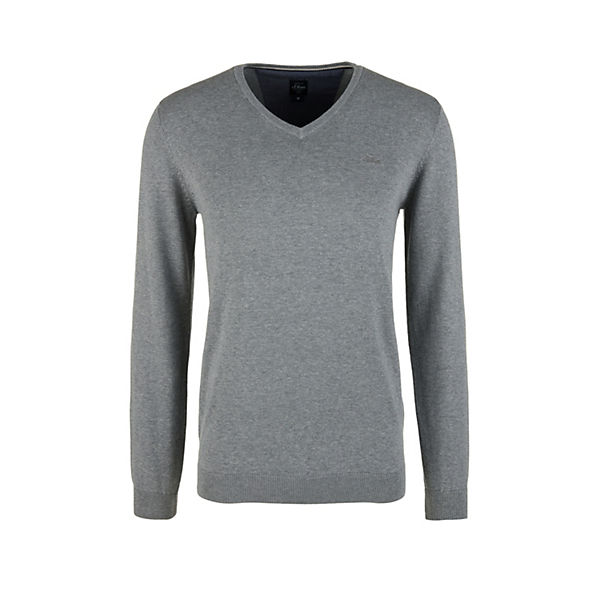 Bekleidung Pullover s.Oliver Feinstrickpulli mit V-Ausschnitt Pullover grau