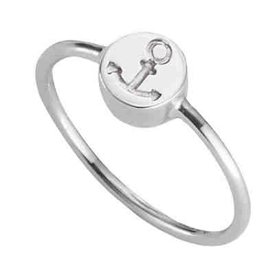 Ring 925/- Sterling Silber rhodiniert Anker ohne Stein rhodiniert Ringe