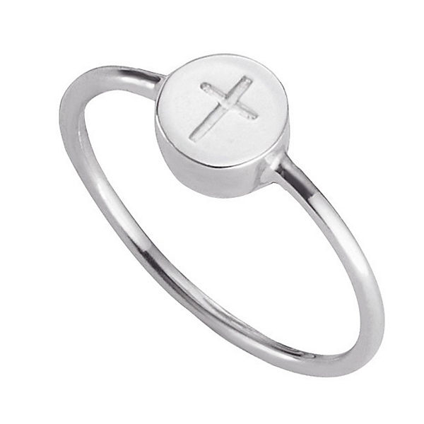 Accessoires Ringe Cai Ring 925/- Sterling Silber rhodiniert Kreuz ohne Stein rhodiniert Ringe weiß