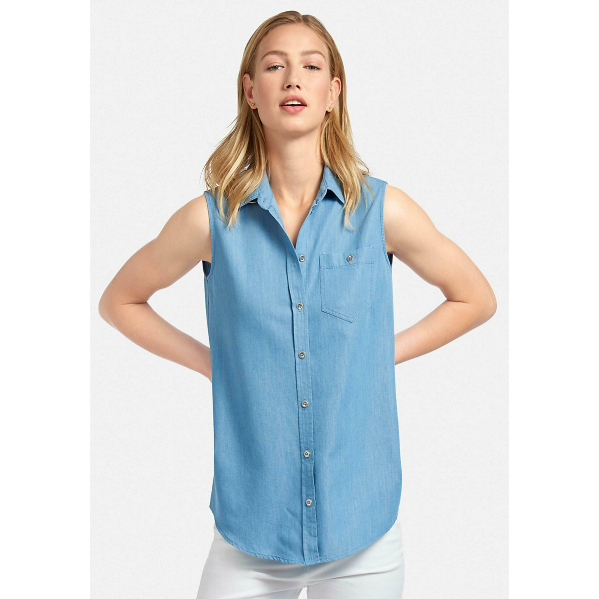 Peter Hahn Blusentop cotton Kurzarmblusen denim Peter Hahn Blusentop cotton Kurzarmblusen denim