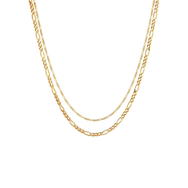 Accessoires Halsketten Elli PREMIUM Elli Premium Halskette Layerkette Figaro Glieder Basic 925 Silber Halsketten gold