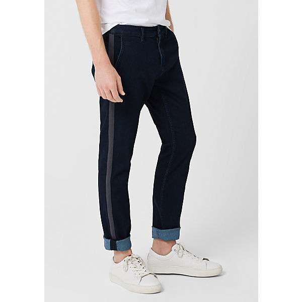 Bekleidung Straight Jeans s.Oliver Sneck Slim: Dark Denim mit Ziertape Jeanshosen blau