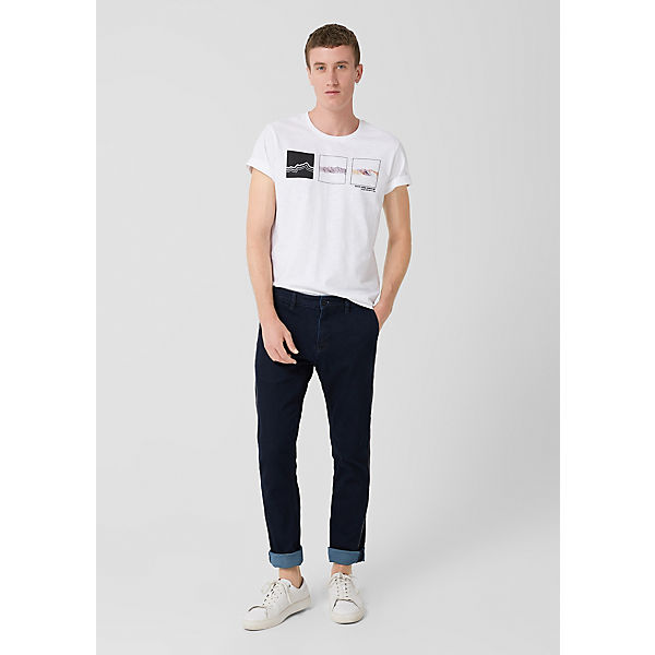 Bekleidung Straight Jeans s.Oliver Sneck Slim: Dark Denim mit Ziertape Jeanshosen blau
