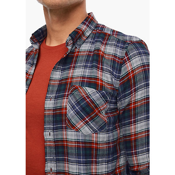 Bekleidung Langarmhemden s.Oliver Slim Fit: Hemd mit Karos Langarmhemden grau