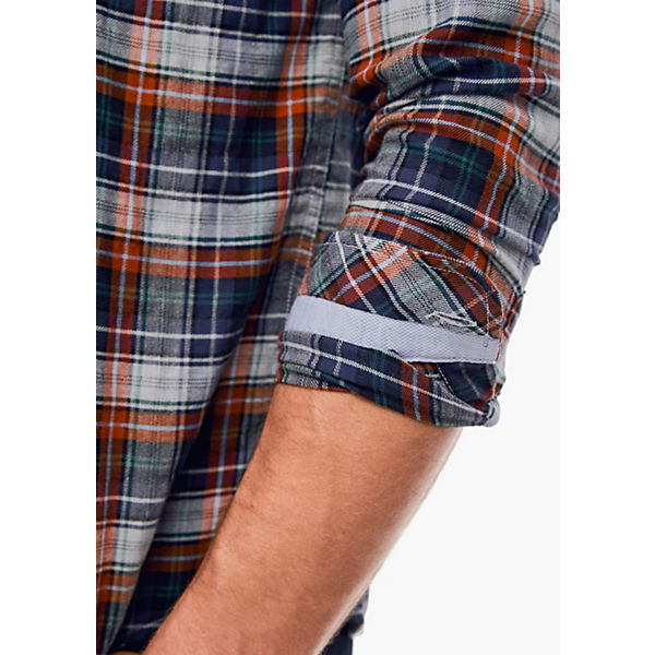 Bekleidung Langarmhemden s.Oliver Slim Fit: Hemd mit Karos Langarmhemden grau