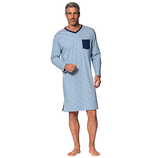 Bekleidung Pyjamas G GREGORY Nachthemden im 2er-Pack mit Seitenschlitzen blau