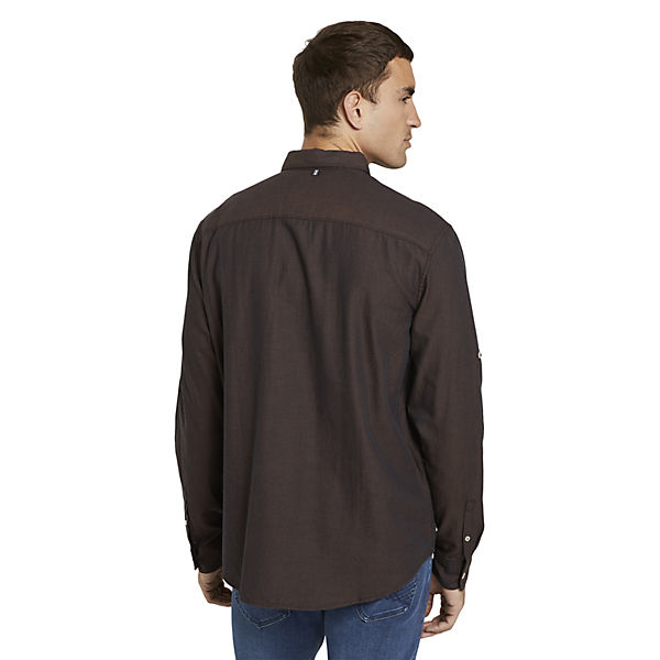 Bekleidung Langarmhemden TOM TAILOR Blusen & Shirts Gemustertes Hemd mit Brusttasche Langarmhemden dunkelbraun