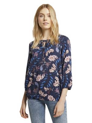 TOM TAILOR, Blusen & Shirts Bluse Mit Blumenmuster Langarmblusen, Blau ...