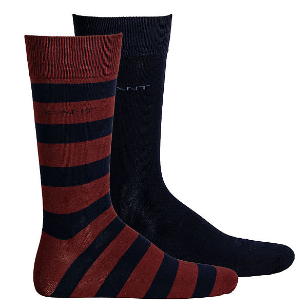 Herren Socken, 2er Pack - Barstripe and Solid Socks, Strümpfe, One Size Socken