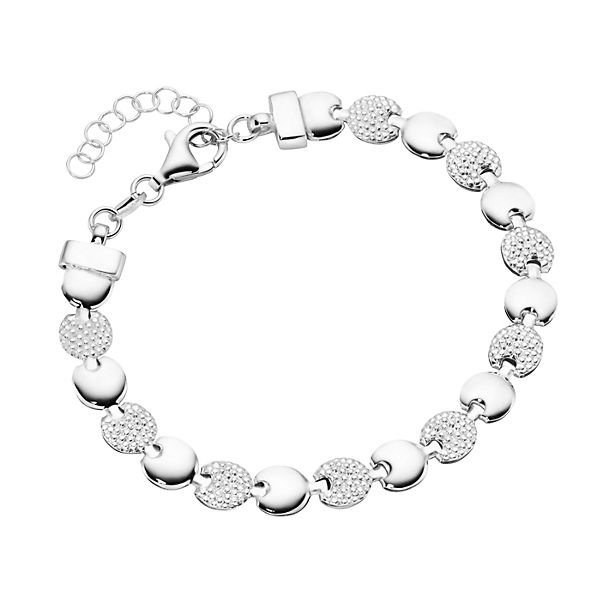 Smart Jewel Armband linsenförmige Silberelemente, Silber 925 Armbänder
