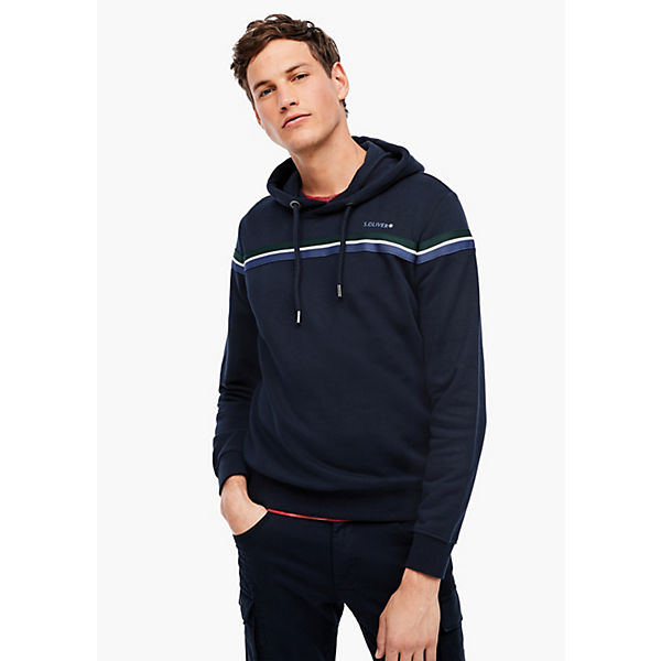 Bekleidung Sweatshirts s.Oliver Hoodie mit Streifen-Detail Sweatshirts blau
