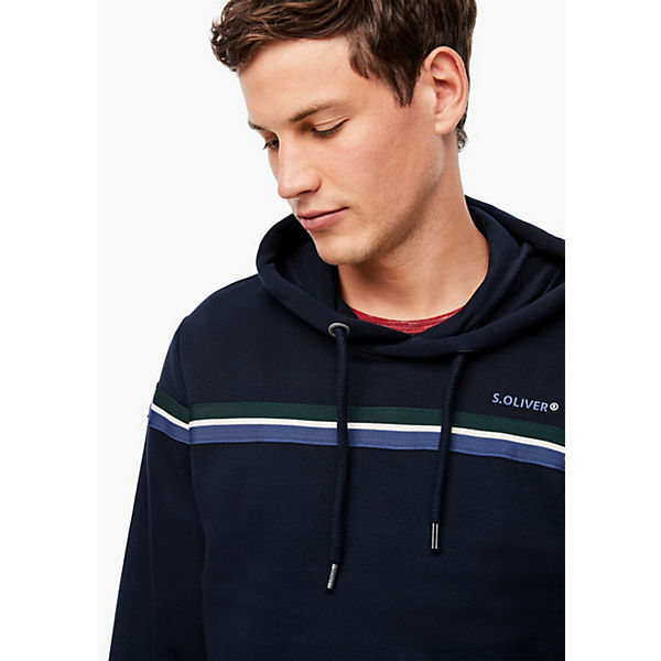 Bekleidung Sweatshirts s.Oliver Hoodie mit Streifen-Detail Sweatshirts blau