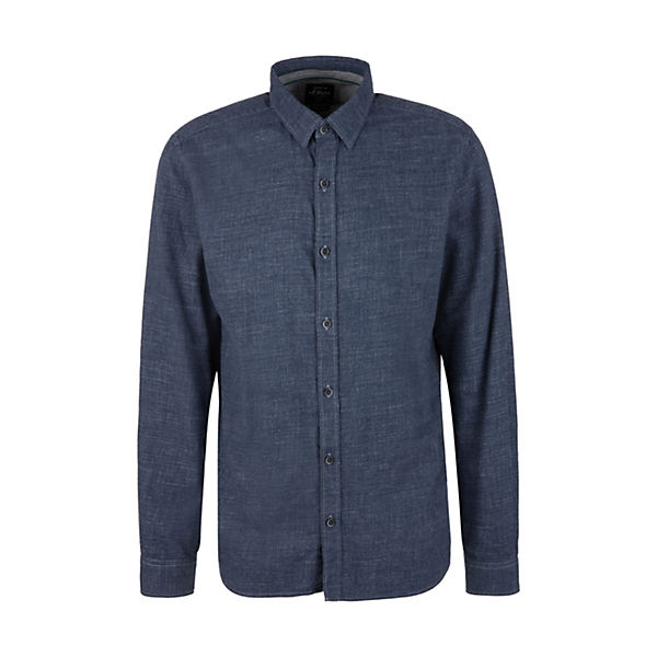 Bekleidung Langarmhemden s.Oliver Slim: Hemd mit Struktur Langarmhemden blau