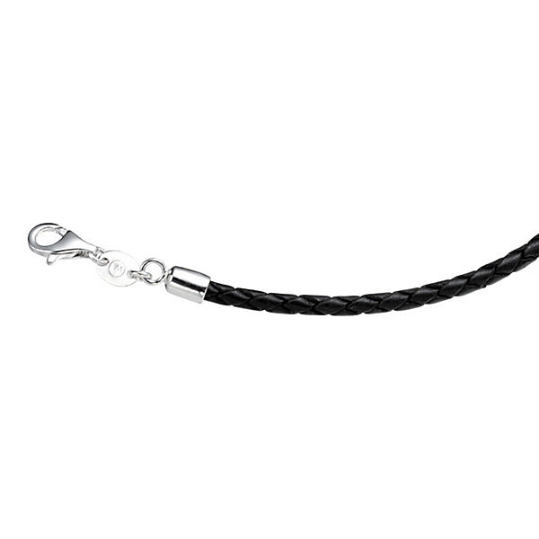 Accessoires Halsketten GIORGIO MARTELLO Giorgio Martello Milano Kette Lederband geflochten schwarz Silber 925 Halsketten schwarz