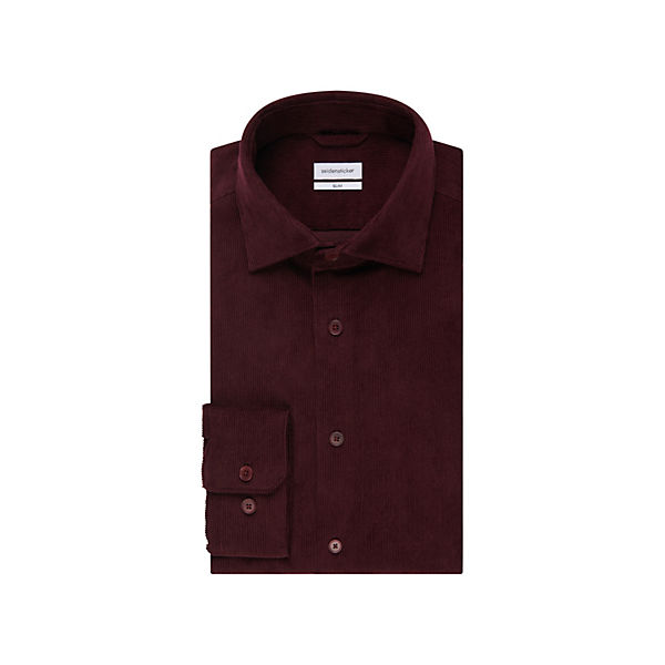 Bekleidung Langarmhemden seidensticker Business Hemd Slim Langarm Kentkragen Uni Langarmhemden rot