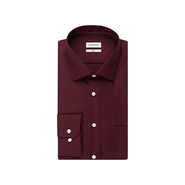 Bekleidung Langarmhemden seidensticker Business Hemd Slim Langarm Kentkragen Uni Langarmhemden rot